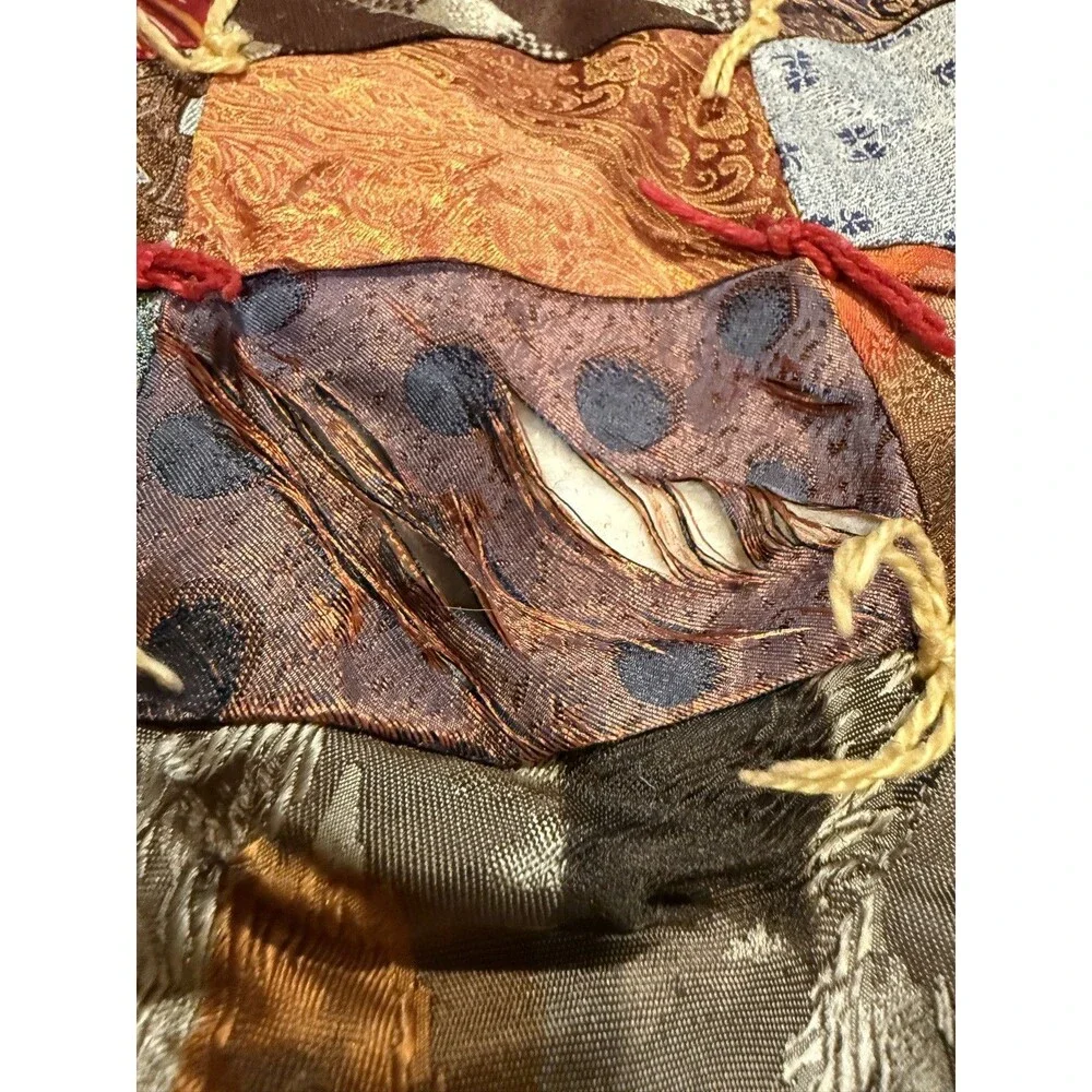 Handmade vintage quilt made from neck ties patchwork full/queen size reversible